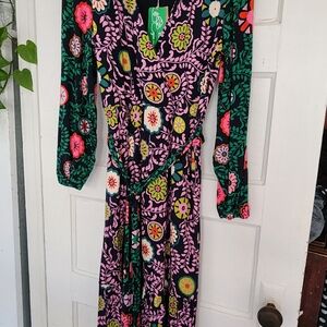 Boden Vibrant Floral Long Sleeve Dress